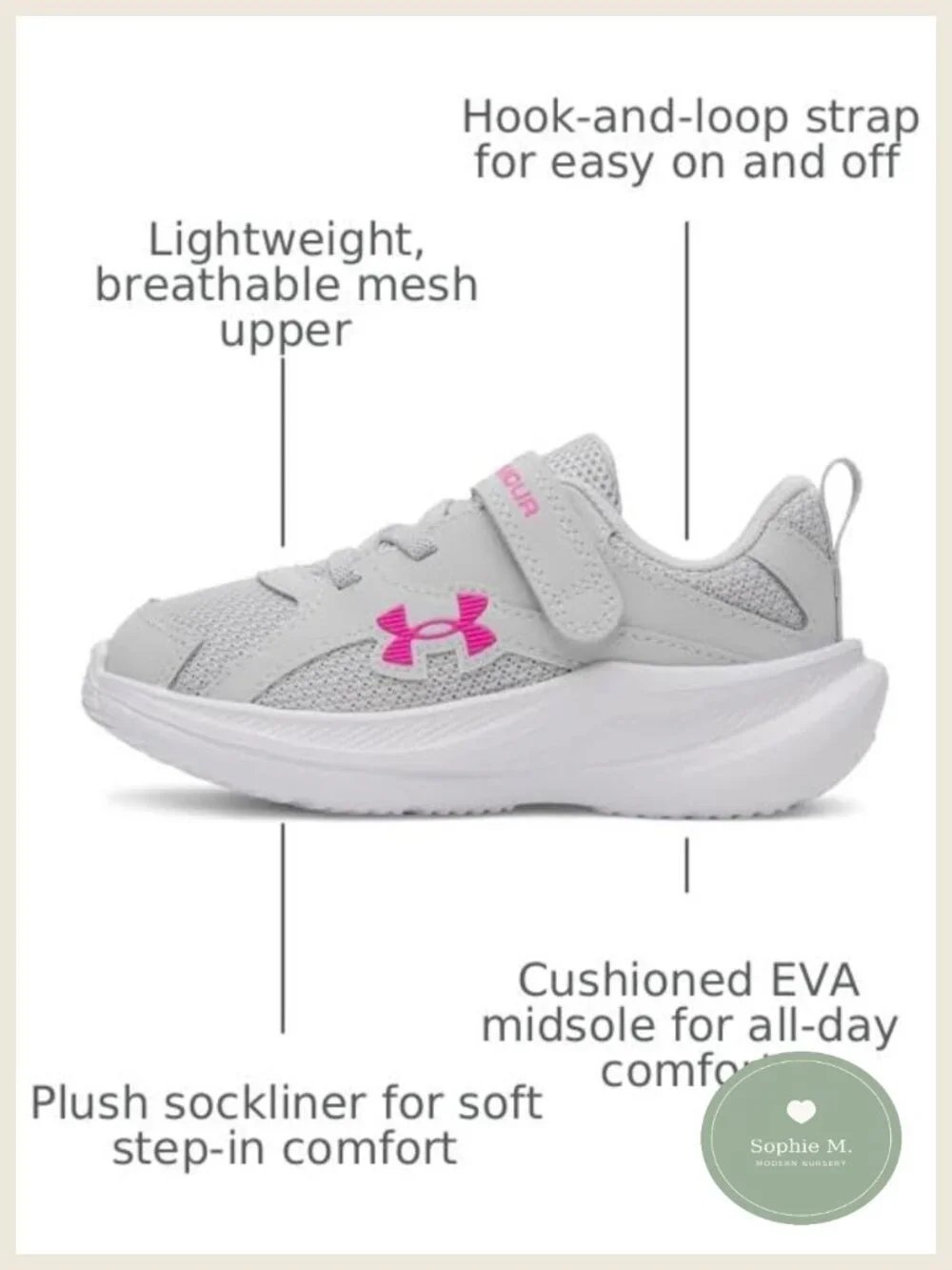 Infant Sneakers Hook & Loop Closure Lightweight Breathable